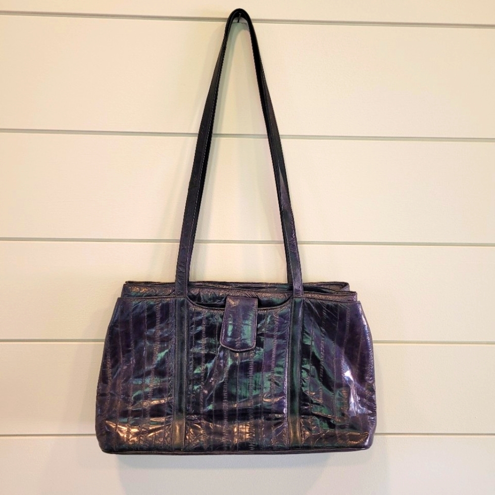 Vintage Eelskin Blue Shoulder Bag Purse